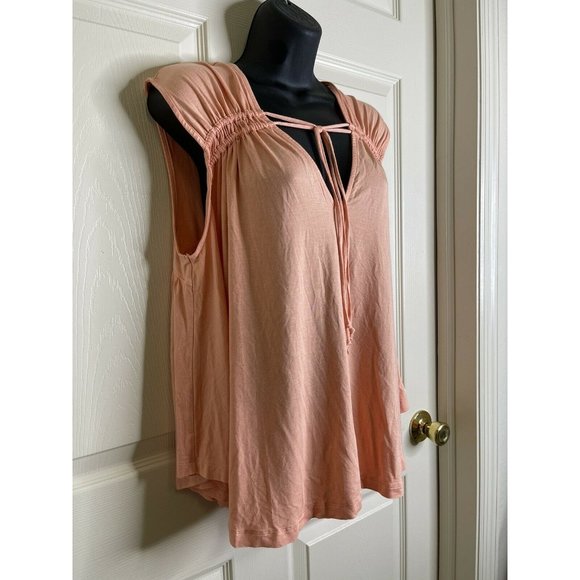 Free People Top Womens Size S NWT Sleeveless Peach Orange Rayon Soft Flowing - Picture 6 of 8